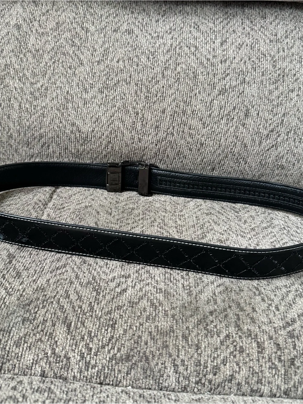 G ucci-Inspired Black Leather Men's Belt with Interlocking G Buckle Sz 36